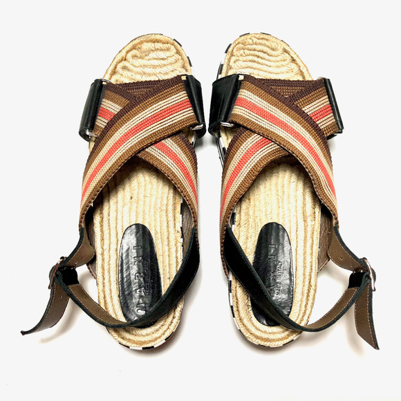 SOLD! Marni Women Leather Raffia Sandals - Picture 7 of 8